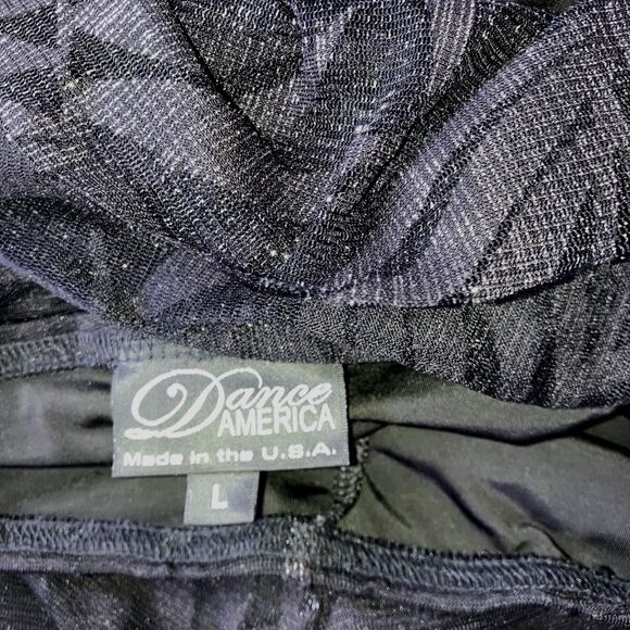 DANCE AMERICA L Wide Leg Black Lace Shimmery Dress Evening Pants Stretch Lined - Picture 8 of 8